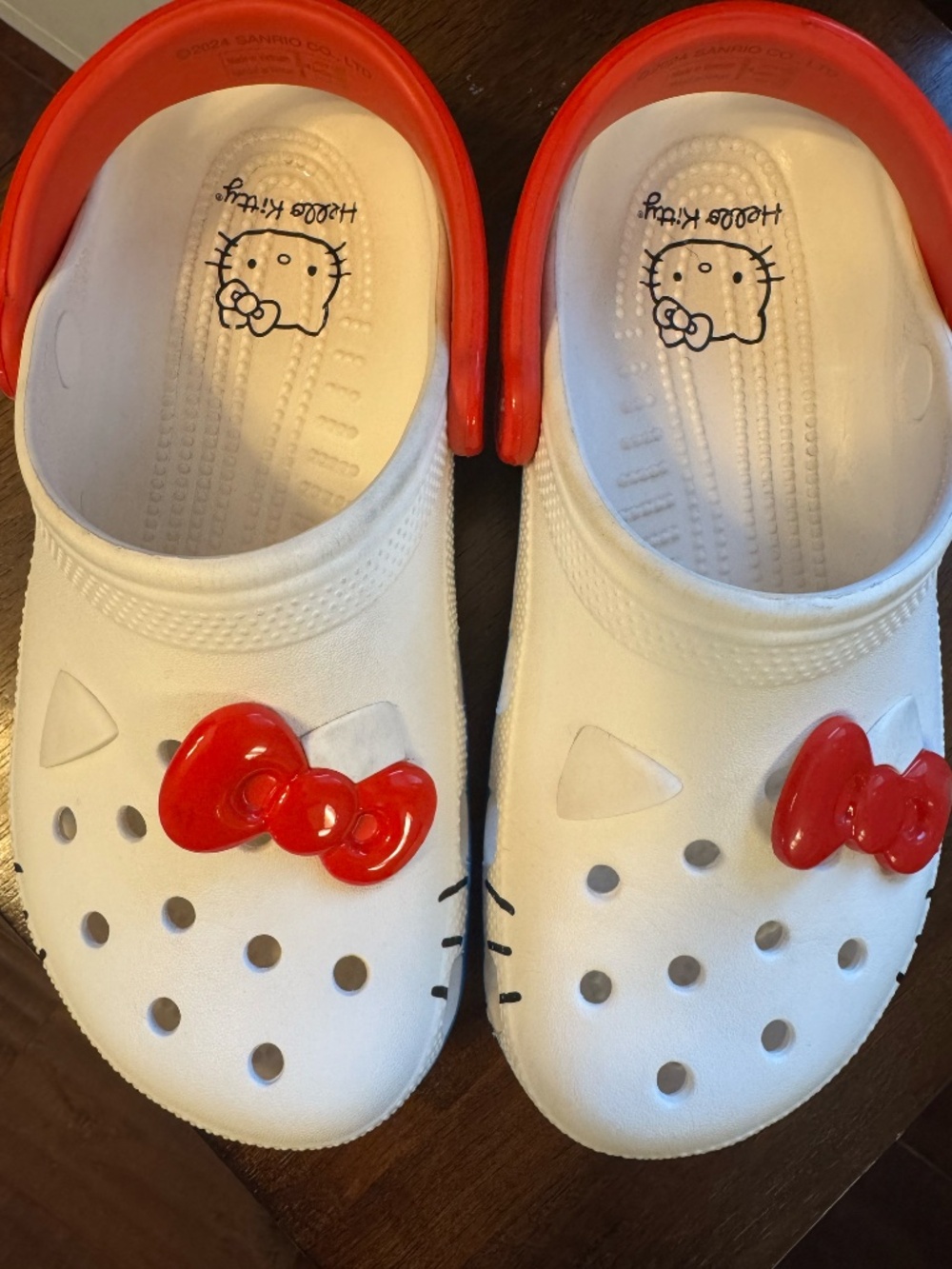 Hello Kitty Crocs Red, White and Blue. Junior Size 4